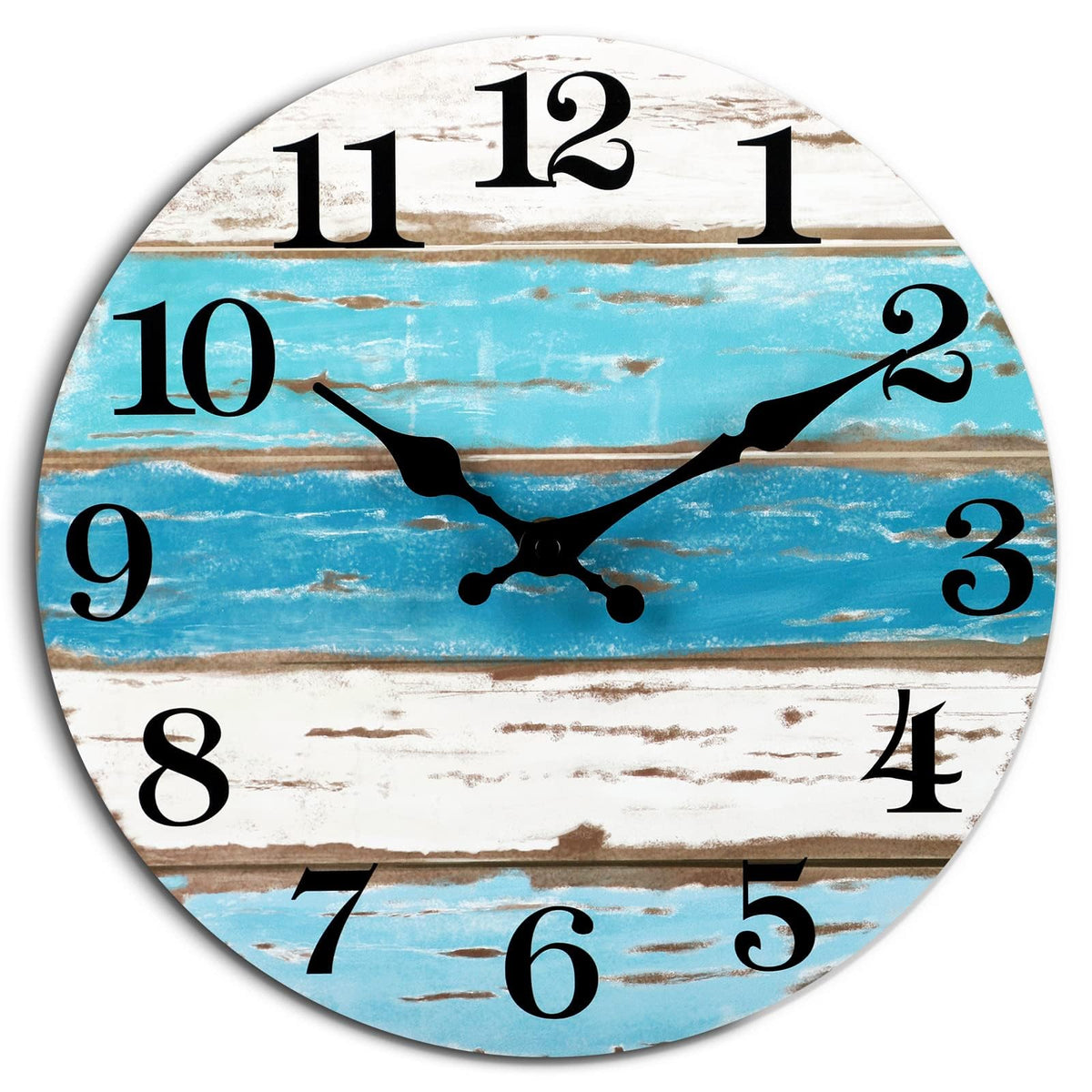 CHYLIN Wall Clock Non-Ticking Battery Operated Silent Rustic Coastal