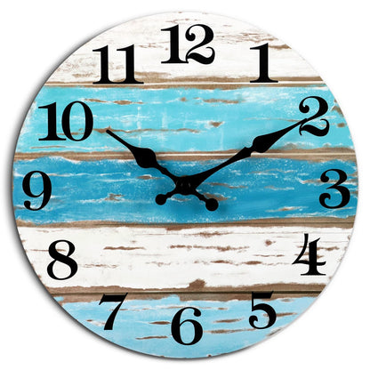 CHYLIN Wall Clock Non-Ticking Battery Operated Silent Rustic Coastal