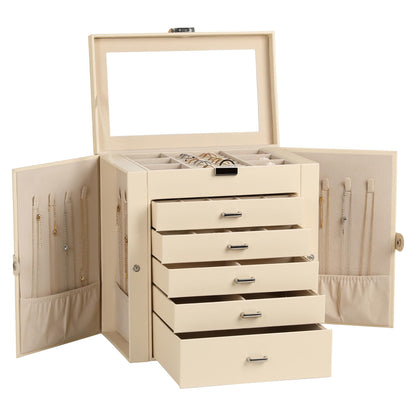Frebeauty 6-Layer Jewelry Box for Women,Large Jewelry Organizer with Drawer
