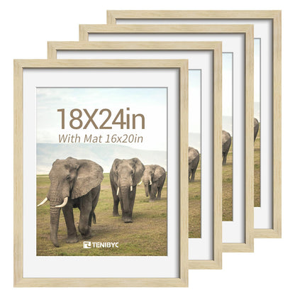 5x7 picture frame 4 Pack, 4x6 Mat, Black Wood, Glass, for Photo