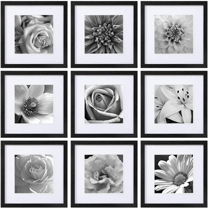 eletecpro Picture Frames Set of 9, 12x12 in, Acrylic Cover, Black