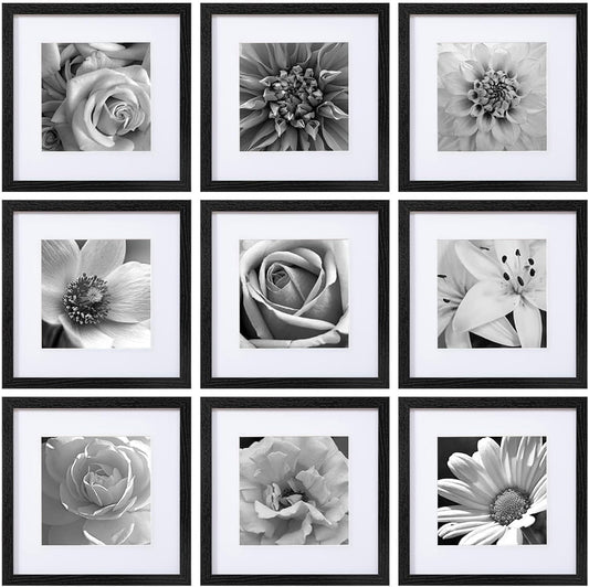 eletecpro Picture Frames Set of 9, 12x12 in, Acrylic Cover, Black