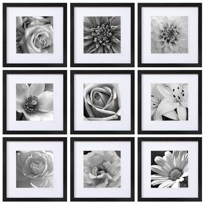 eletecpro Picture Frames Set of 9, 12x12 in, Acrylic Cover, Black