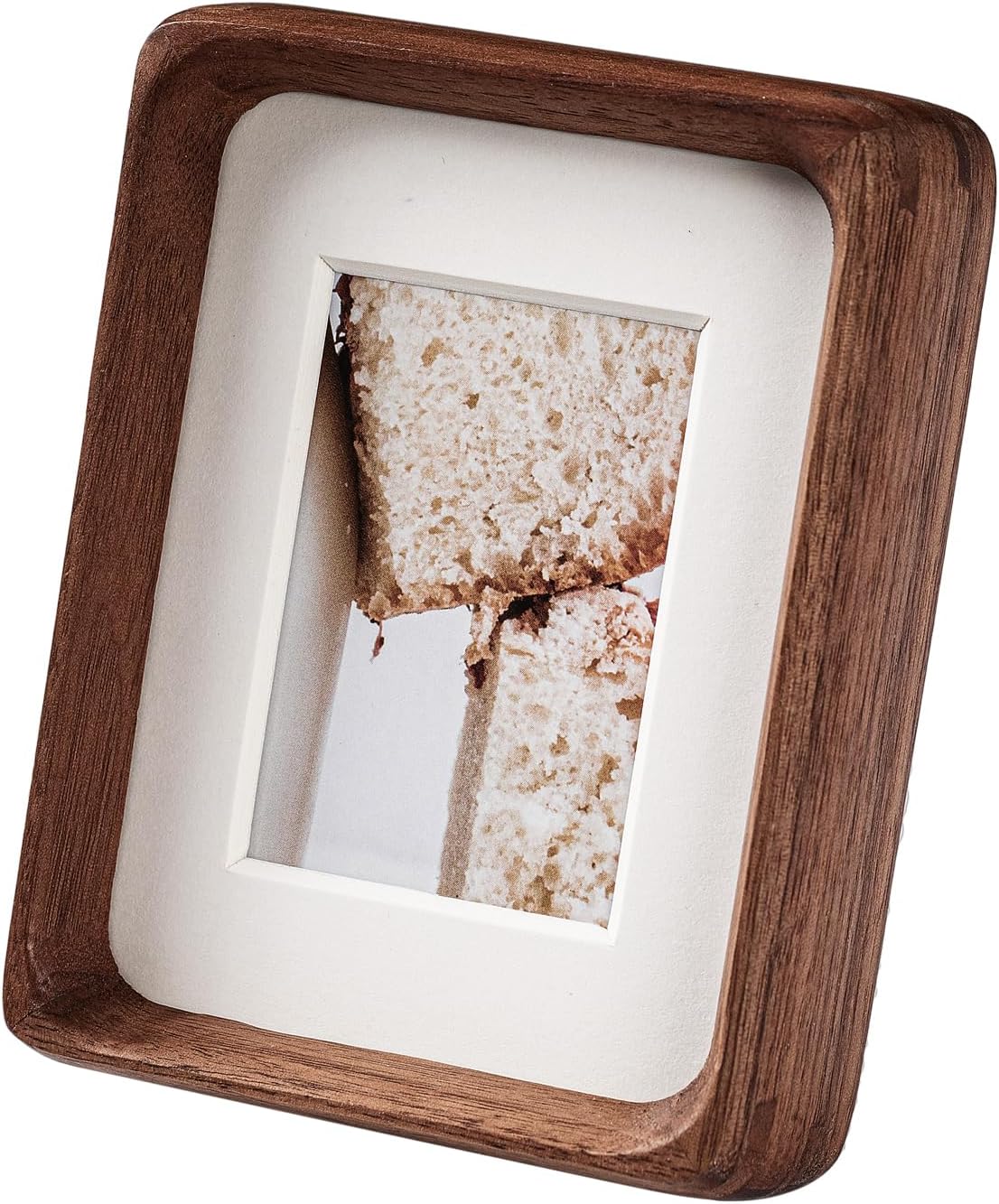 4x6 Picture Frame with 3x4 Mat - Rustic Farmhouse Walnut Wood Frame, Wall & Tabletop Display for Wedding Photos & Home Décor (4x6,Walnut)