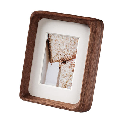 4x6 Picture Frame with 3x4 Mat - Rustic Farmhouse Walnut Wood Frame, Wall & Tabletop Display for Wedding Photos & Home Décor (4x6,Walnut)