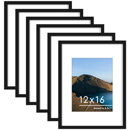 PEALSN 8x10 Picture Frame Set of 6,Wall or Tabletop Display,Black Woodgrain