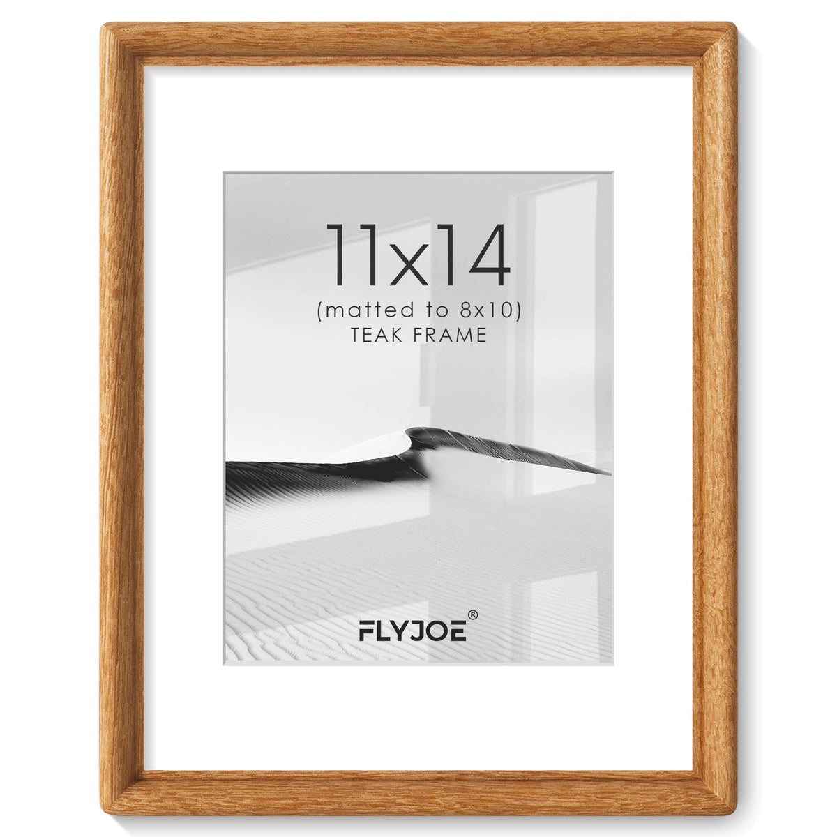 FLYJOE 11x14 Picture Frame, Solid Walnut Wood Frame with Mat for 8x10 Photo