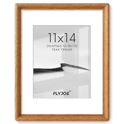 FLYJOE 11x14 Picture Frame, Solid Walnut Wood Frame with Mat for 8x10 Photo