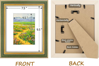 Golden State Art,8x10 Ornate Picture Frame Holds 5x7 Photo,Green Gold