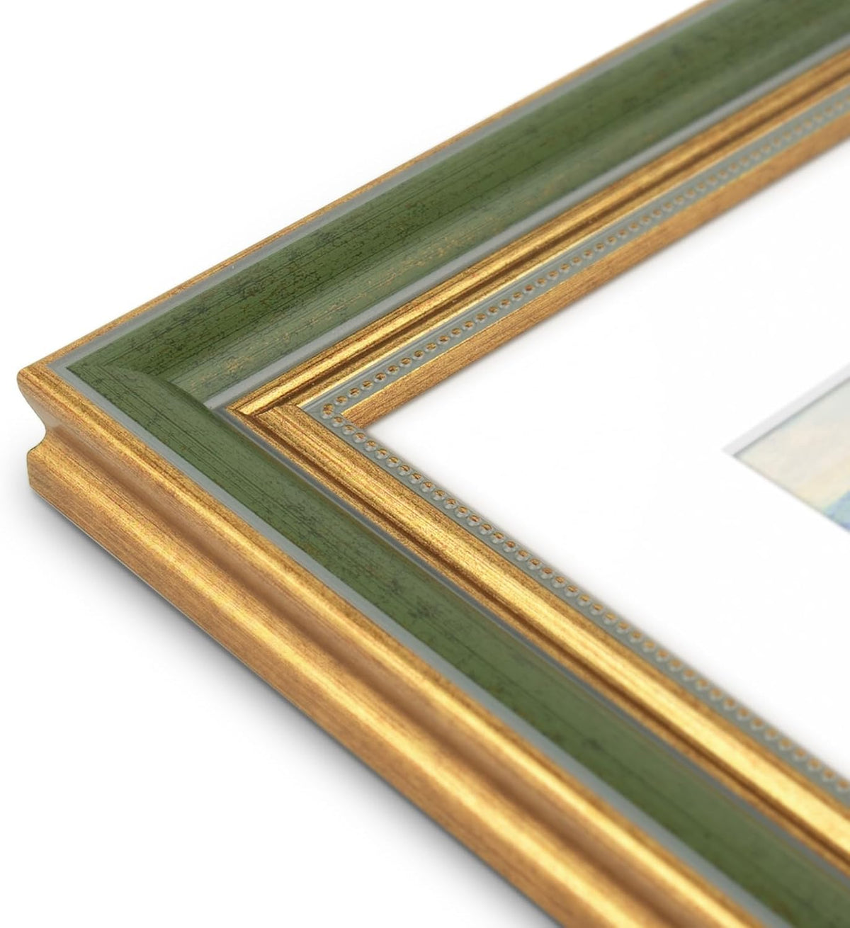 Golden State Art,8x10 Ornate Picture Frame Holds 5x7 Photo,Green Gold