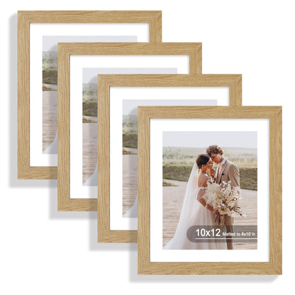 Hongkee 5x7 Picture Frame Set of 4, Real Glass and Wooden Frame, 4x6 Mat