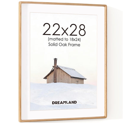 Dreamland 8x10 Picture Frame, USA-Sourced Oak Wood Photo Frames with HD Tempered Glass, 8 x 10 Wooden Frame Matted to 5 x 7, 8x10 Frames Handcrafted Rounded Corner for Tabletop or Wall Display
