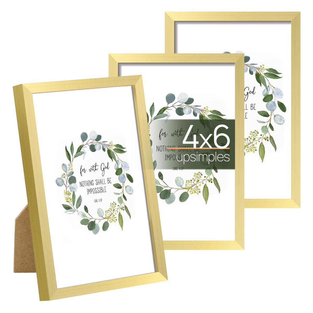 upsimples 4x6 Picture Frame Glass, Thin Border, Black Photo Frames, 3 Pack