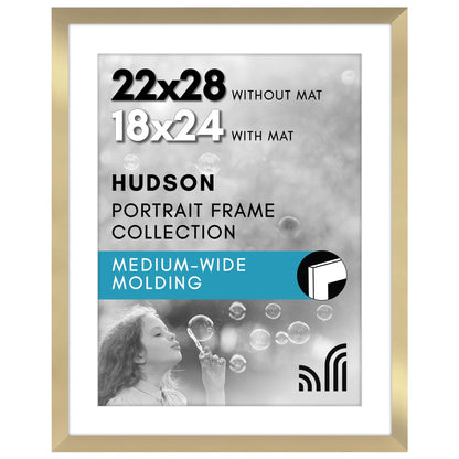 Americanflat 22x28 Poster Frame - Matted to 18x24 - Engineered Wood - Black