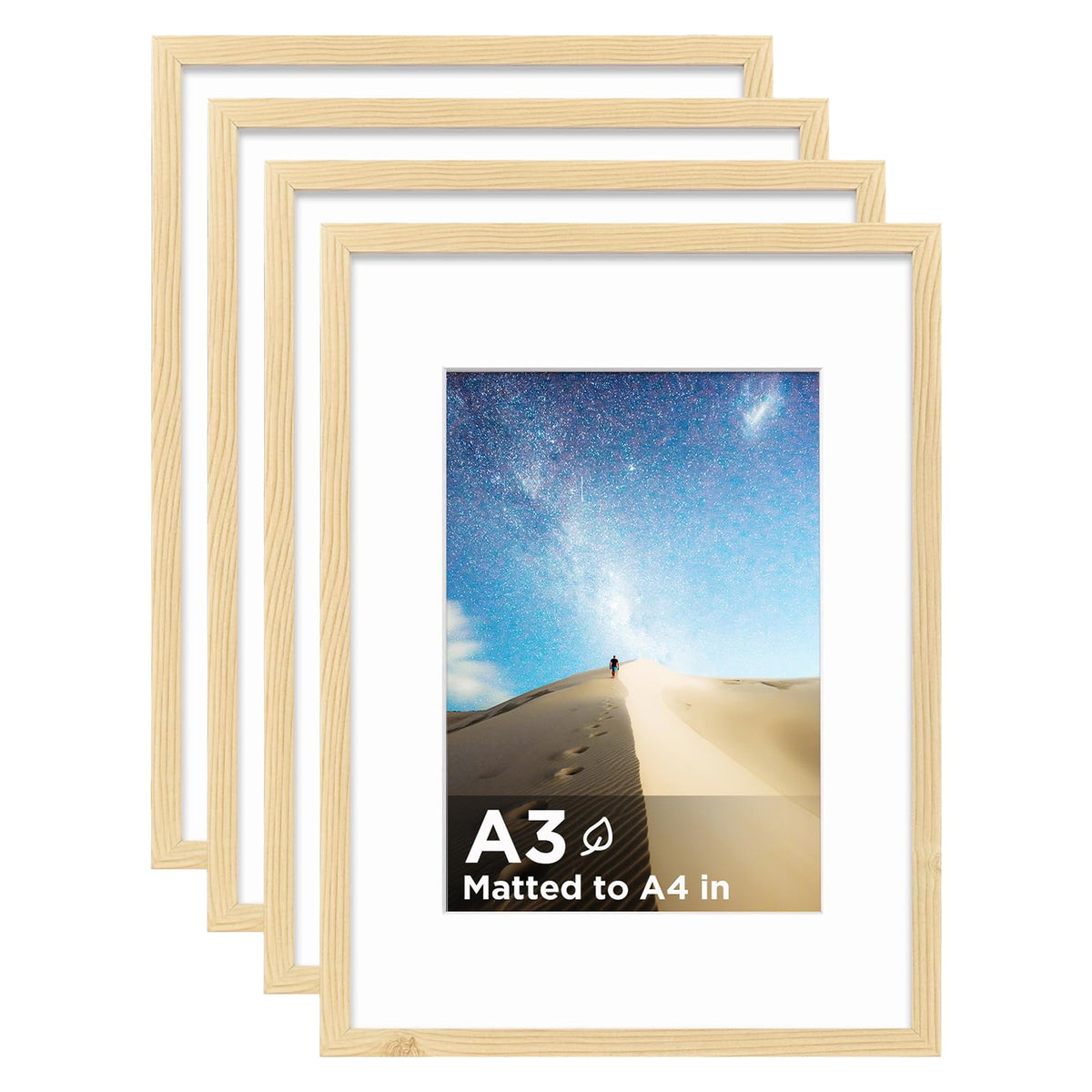 KINLINK 5x7 Picture Frame White Set of 4, Wooden Photo Frames Matted 4x6 with Plexiglass for 4x6 with Mat or 5x7 without Mat for Table and Wall Display