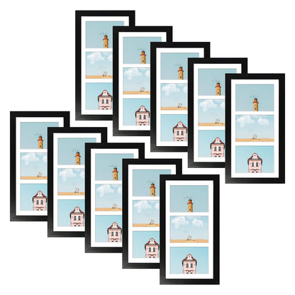 Golden State Art 9-Openings 4x6 Wood Collage Picture Frame Black