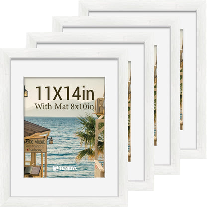 5x7 picture frame 4 Pack, 4x6 Mat, Black Wood, Glass, for Photo