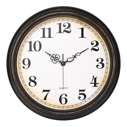 Yoiolclc Wall Clock Battery Operated Silent Non-Ticking Vintage Wall Clocks for Kitchen, School, Living Room (12Inch, Bronze)