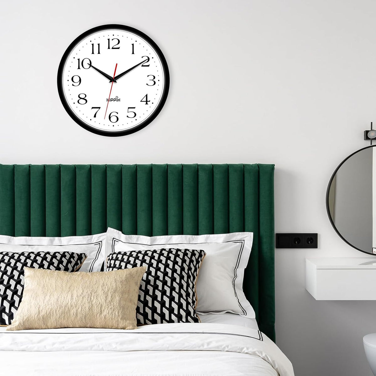 HIPPIH 10 Inch Wall Clock, 2Pack Silent Non Ticking Battery Operated Clocks