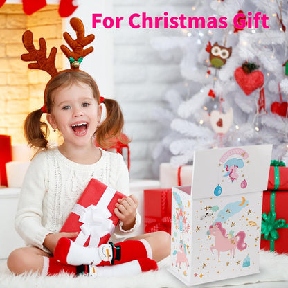 Jewelry Box for Girls 5-Layer with Swing Door Spinning Ballerina Unicorn &Castle Design Unicorn Jewelry Set Included Kids Music Box for Little Girls Birthday Christmas Gift (White)
