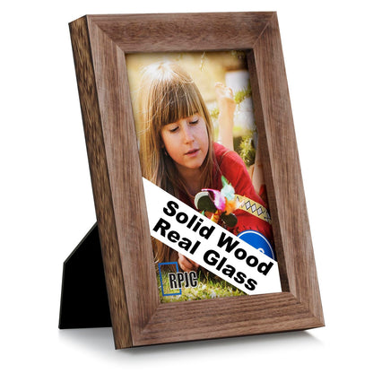 RPJC 5x7 Solid Wood Picture Frame with Real Glass Cover Black