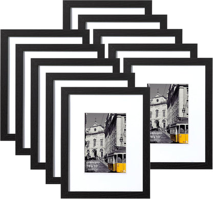 eletecpro 8x10 Picture Frames, Acrylic Cover, Black, Set of 10