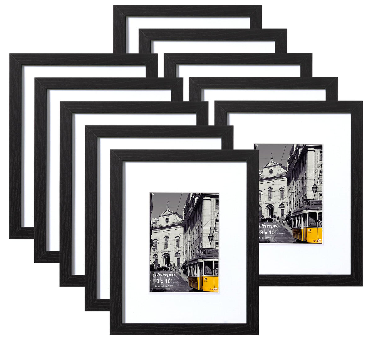 eletecpro 8x10 Picture Frames, Acrylic Cover, Black, Set of 10