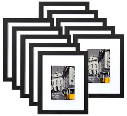 eletecpro 8x10 Picture Frames, Acrylic Cover, Black, Set of 10