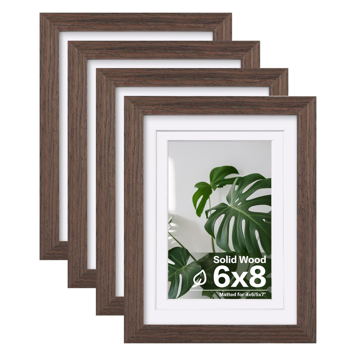 Egofine 8x10 Picture Frames Set of 4, Made of Solid Wood Covered by Plexiglass 4x6 and 5x7 with Mat or 8x10 without Mat, for Table Top Display and Wall Mounting Photo Frame White