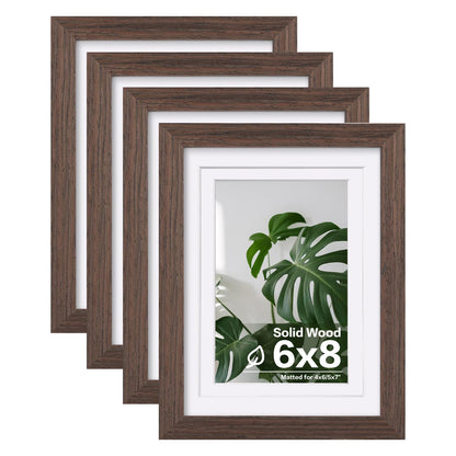 Egofine 8x10 Picture Frames Set of 4, Made of Solid Wood Covered by Plexiglass 4x6 and 5x7 with Mat or 8x10 without Mat, for Table Top Display and Wall Mounting Photo Frame White