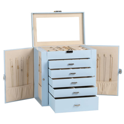 Frebeauty 6-Layer Jewelry Box for Women,Large Jewelry Organizer with Drawer
