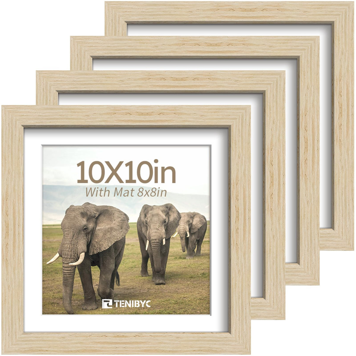 5x7 picture frame 4 Pack, 4x6 Mat, Black Wood, Glass, for Photo