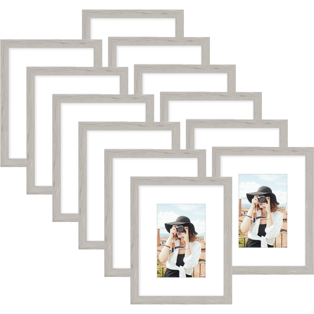 Picrit 8x10 Picture Frame Set of 12, Modern Gallery Wall Frames, Black