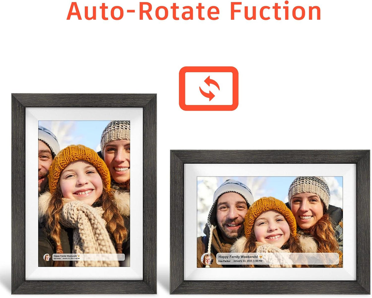 Frameo 10.1 inch Digital Picture Frame WiFi Smart Digital Photo Frame Wood