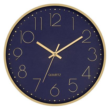 Foxtop 12" Modern Wall Clock Silent Battery Operated Clock, Green Gold