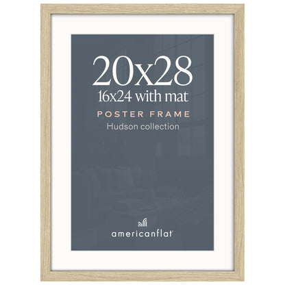 Americanflat 22x28 Poster Frame - Matted to 18x24 - Engineered Wood - Black