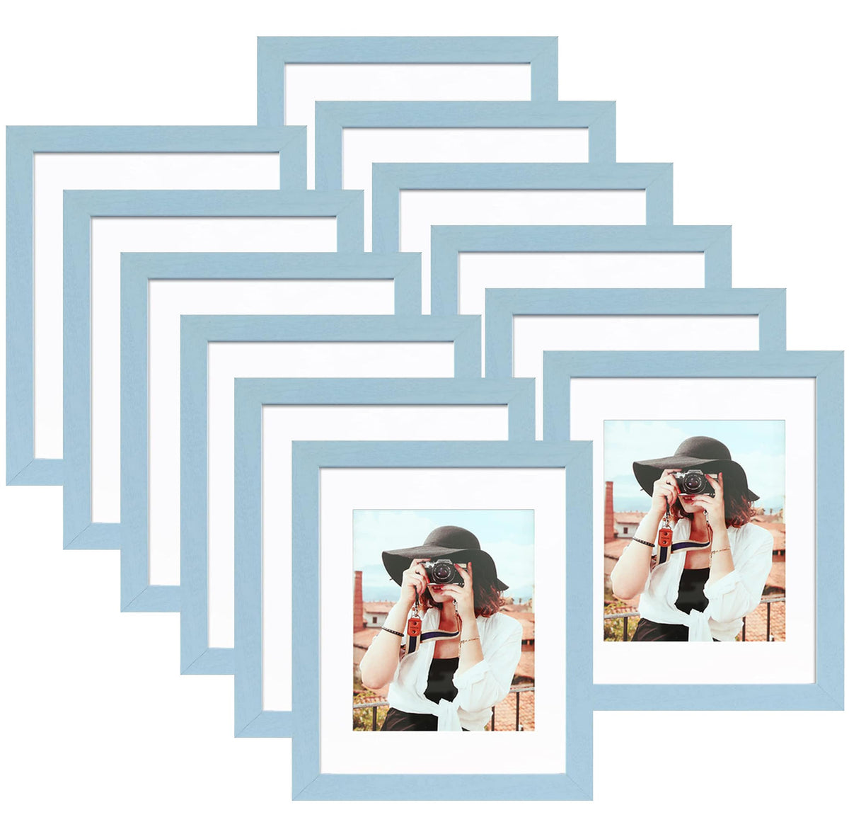 Picrit 8x10 Picture Frame Set of 12, Modern Gallery Wall Frames, Black