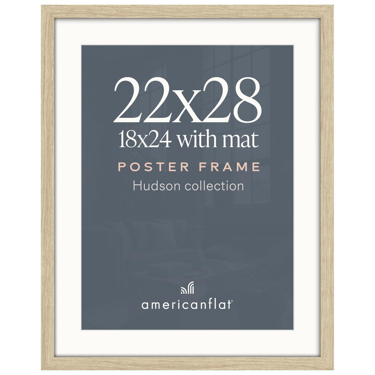 Americanflat 22x28 Poster Frame - Matted to 18x24 - Engineered Wood - Black