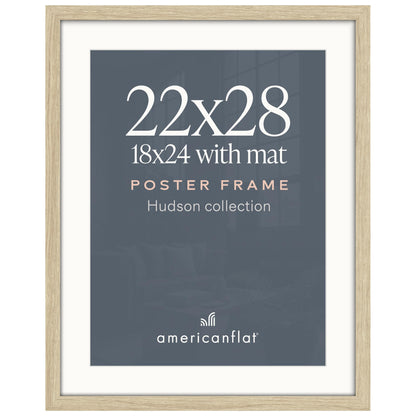 Americanflat 22x28 Poster Frame - Matted to 18x24 - Engineered Wood - Black