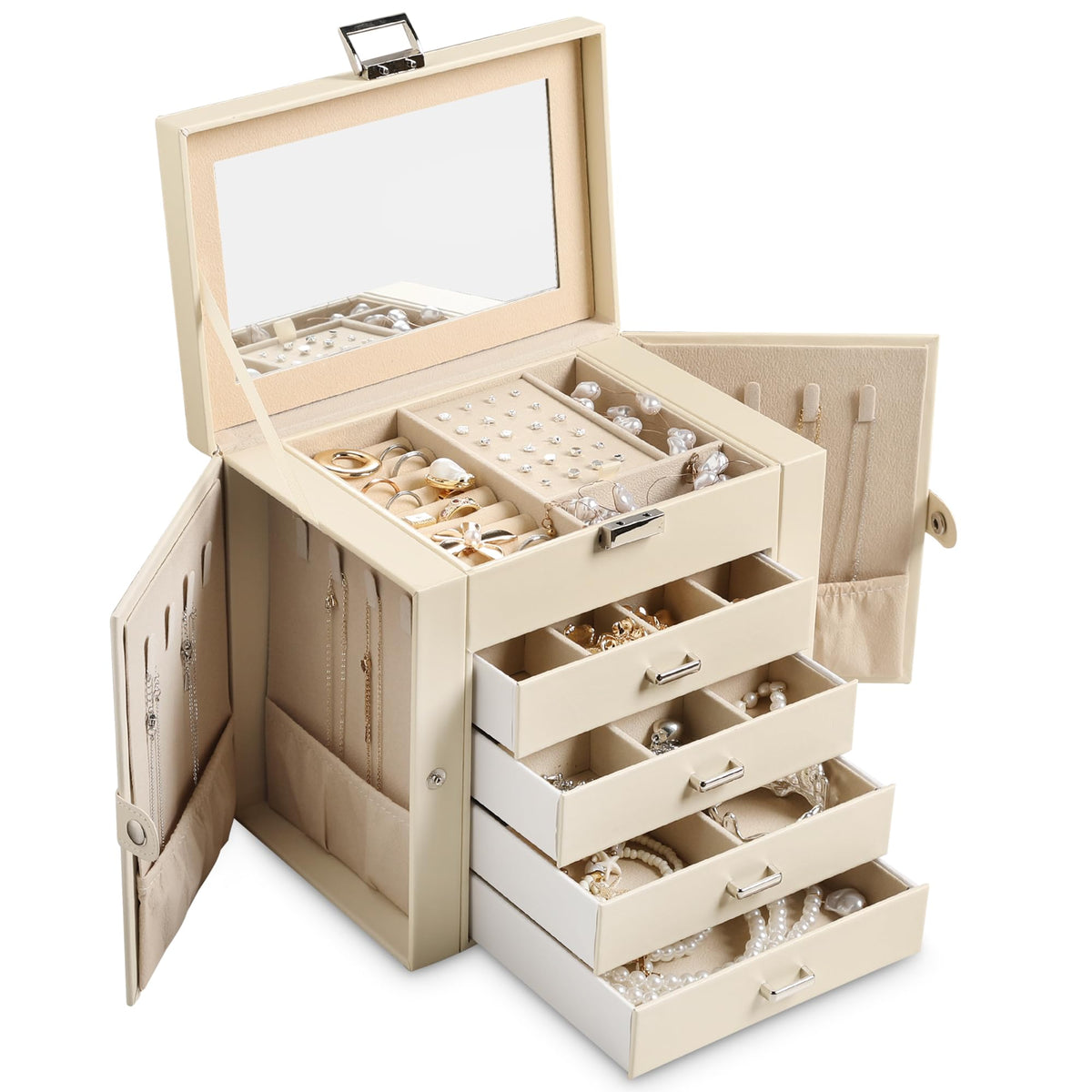 Frebeauty 6-Layer Jewelry Box for Women,Large Jewelry Organizer with Drawer