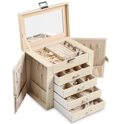Frebeauty 6-Layer Jewelry Box for Women,Large Jewelry Organizer with Drawer