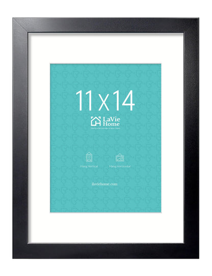 LaVie Home 14x18 Picture Frame Black Poster Frame,Display Pictures 12x16 with Mat or 14x18 Without Mat, Stable and Sturdy Frame and Polished Plexiglass, Horizontal and Vertical Format of The Walls
