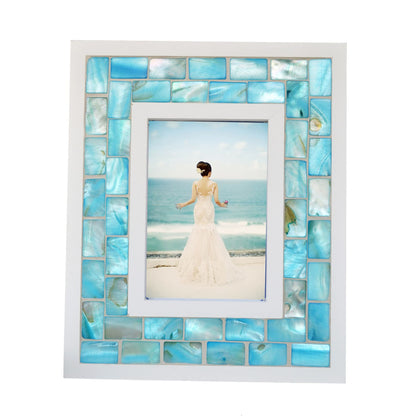 Mother of Pearl Picture Frame 5x7, Grey+White, 1pc