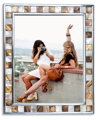 Mother of Pearl Picture Frame 5x7, Grey+White, 1pc