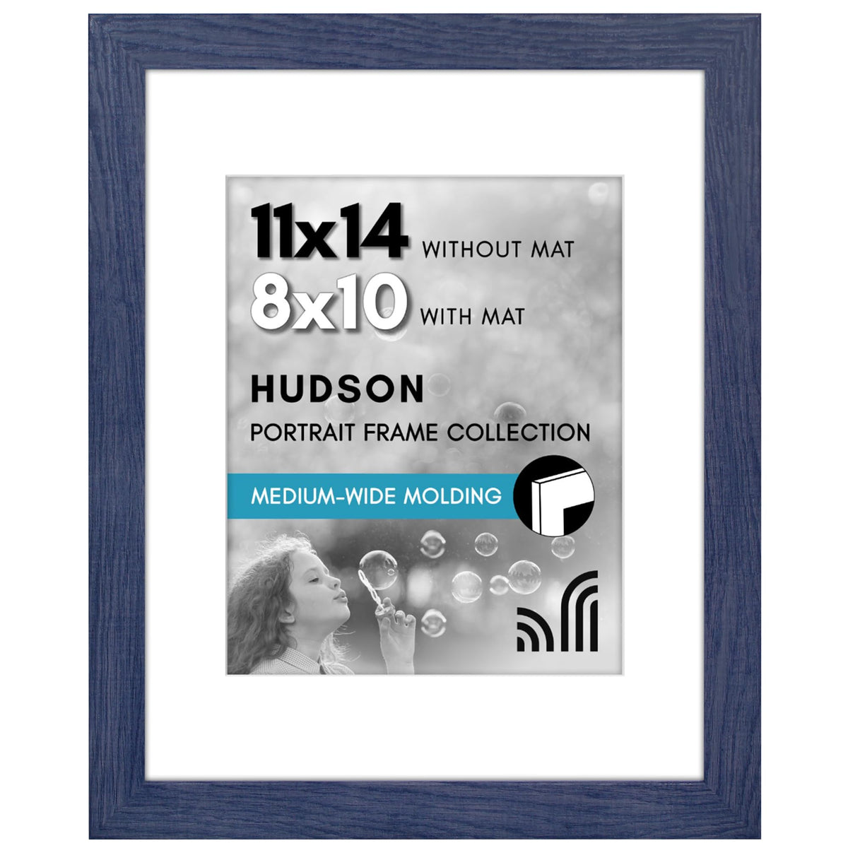 Americanflat 22x28 Poster Frame - Matted to 18x24 - Engineered Wood - Black