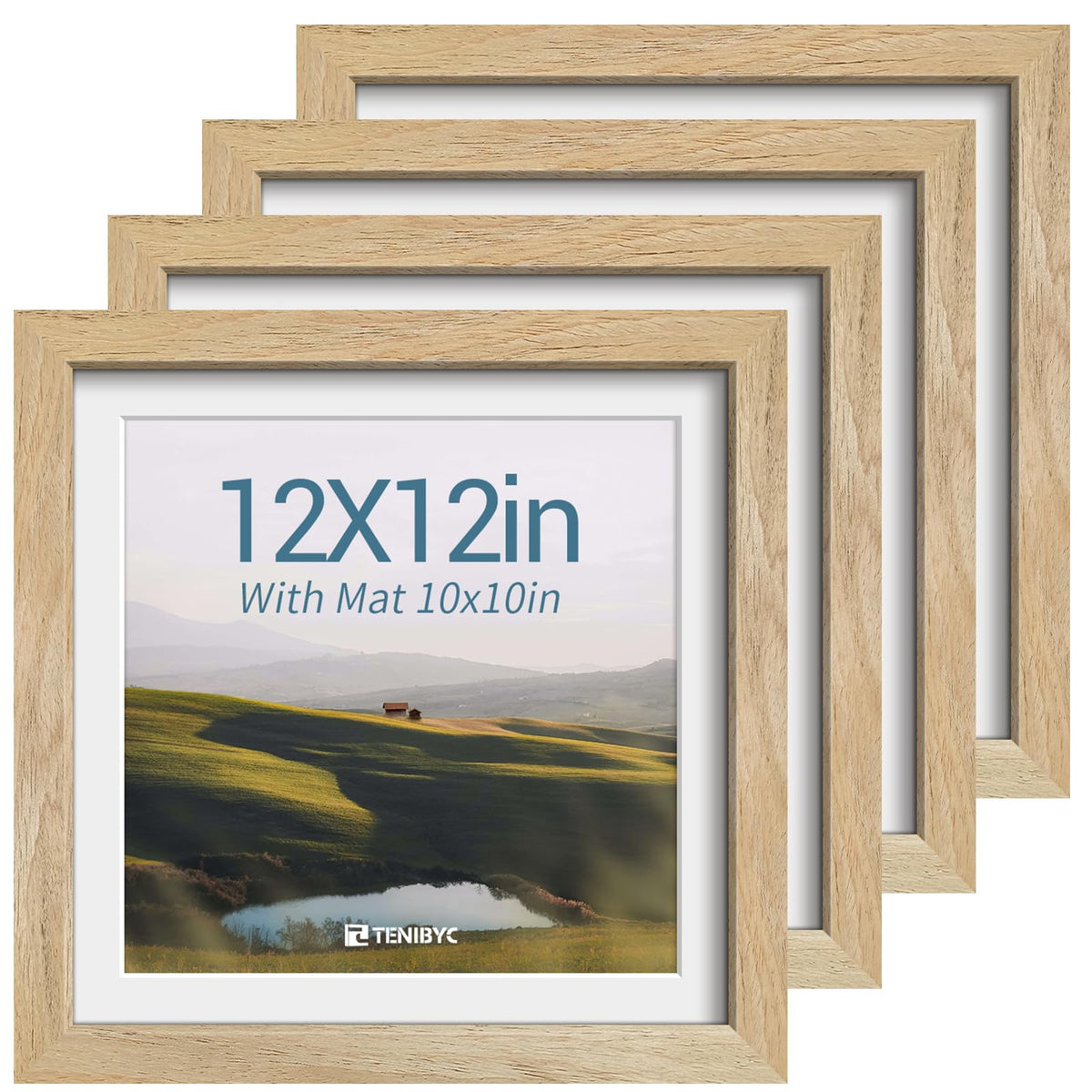 5x7 picture frame 4 Pack, 4x6 Mat, Black Wood, Glass, for Photo