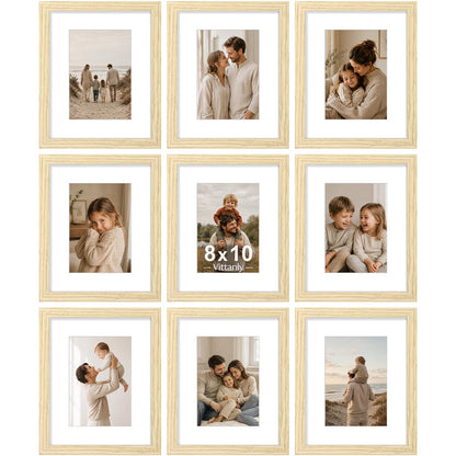 Vittanly 8x10 Picture Frames Set of 9 for Wall or Tabletop Display, Black