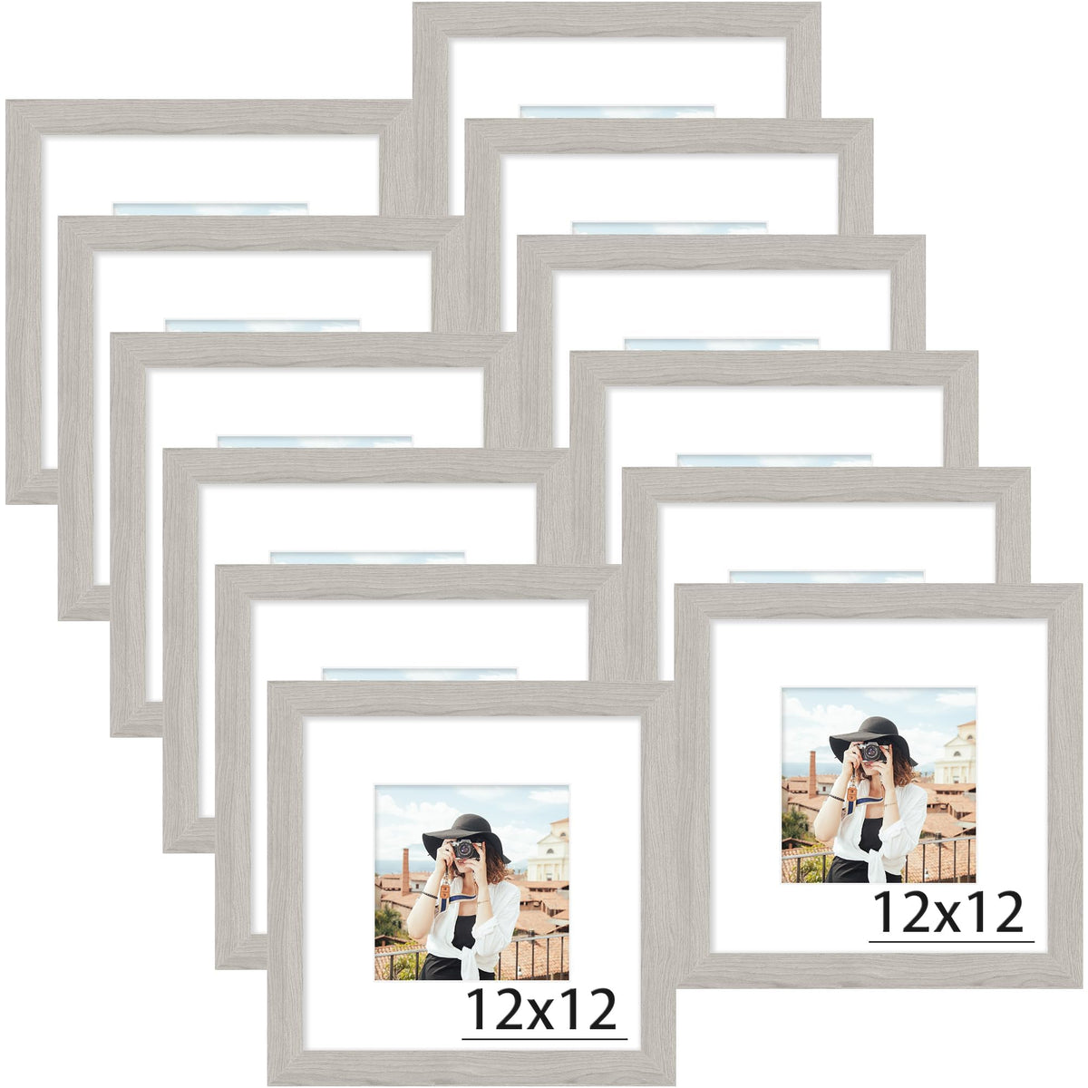 Picrit 8x10 Picture Frame Set of 12, Modern Gallery Wall Frames, Black