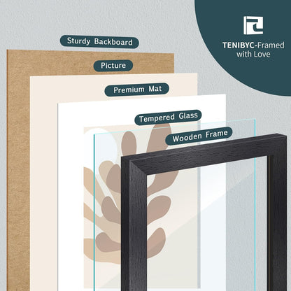 5x7 picture frame 4 Pack, 4x6 Mat, Black Wood, Glass, for Photo