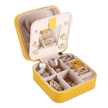 KElofoN Travel jewelry case Travel jewelry box Travel Jewelry Organizer Small box Gift for Girls Women with Mirror(Green)